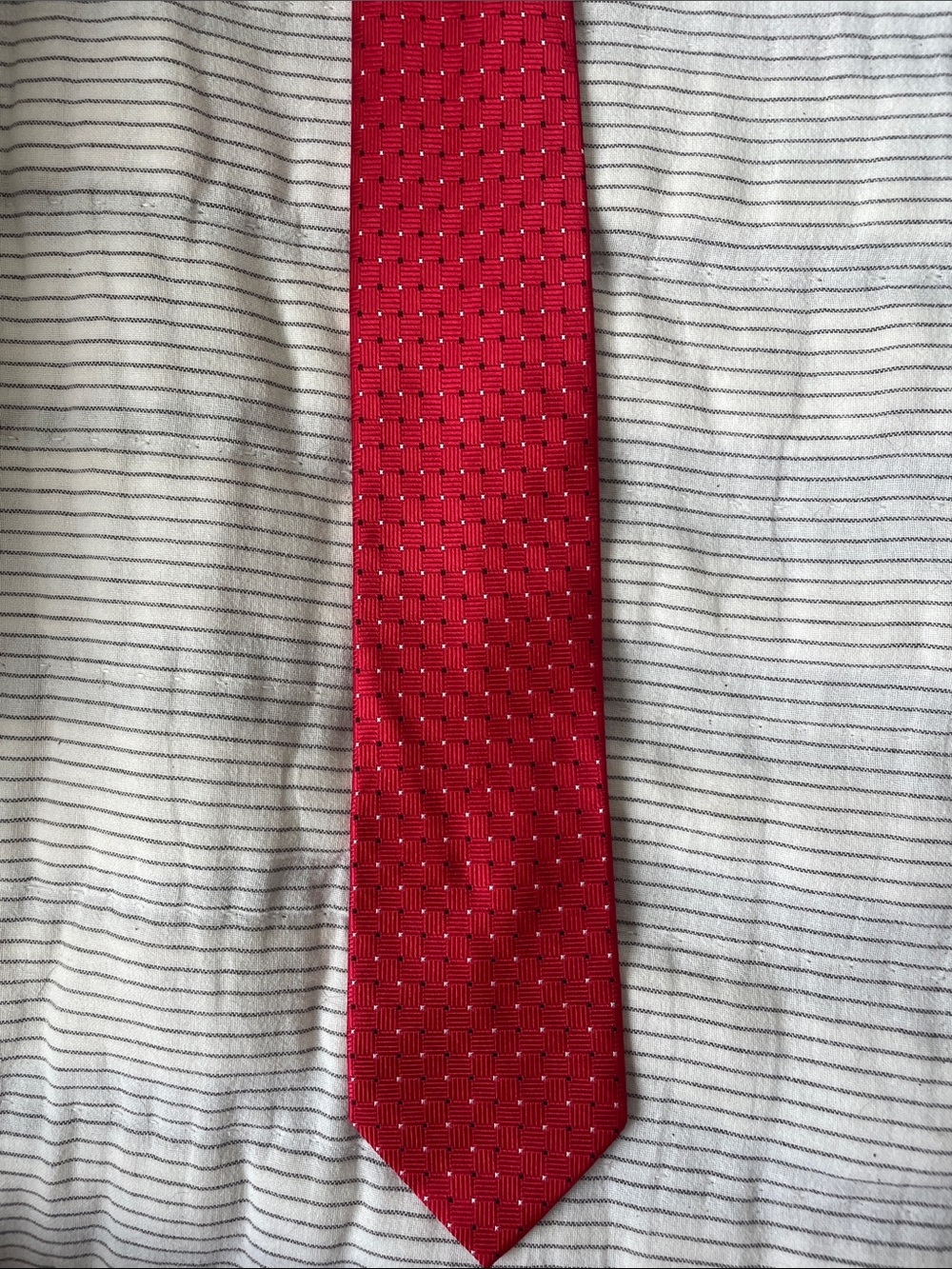 George Red Textured Basketweave Men's Tie